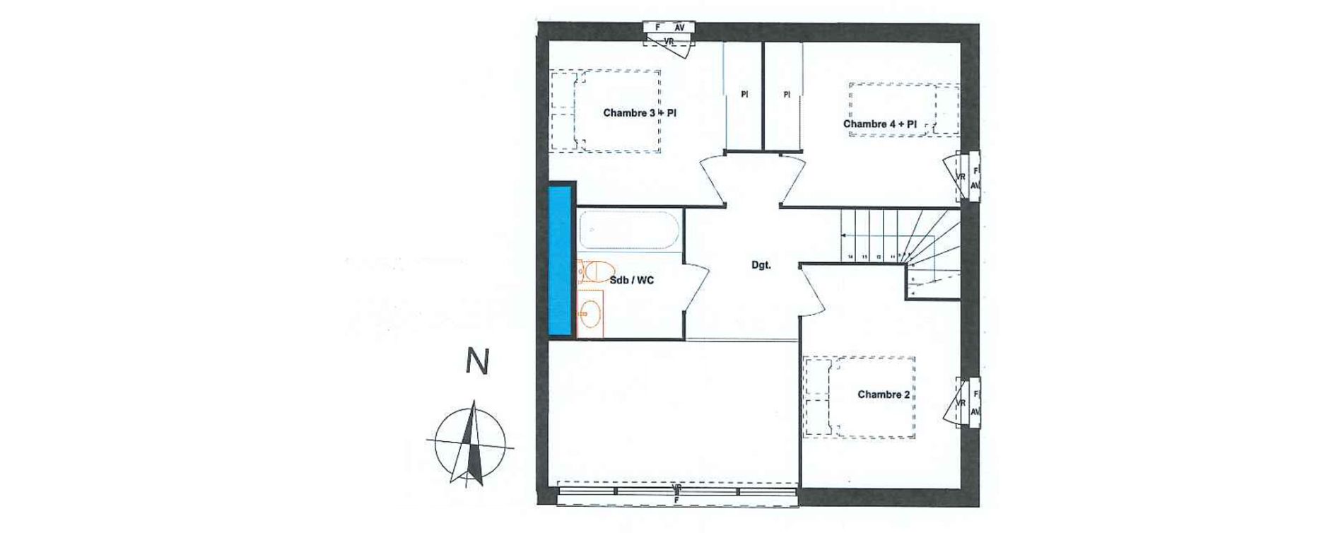 Duplex T5 de 105,99 m2 &agrave; Bourg-En-Bresse Prefecture
