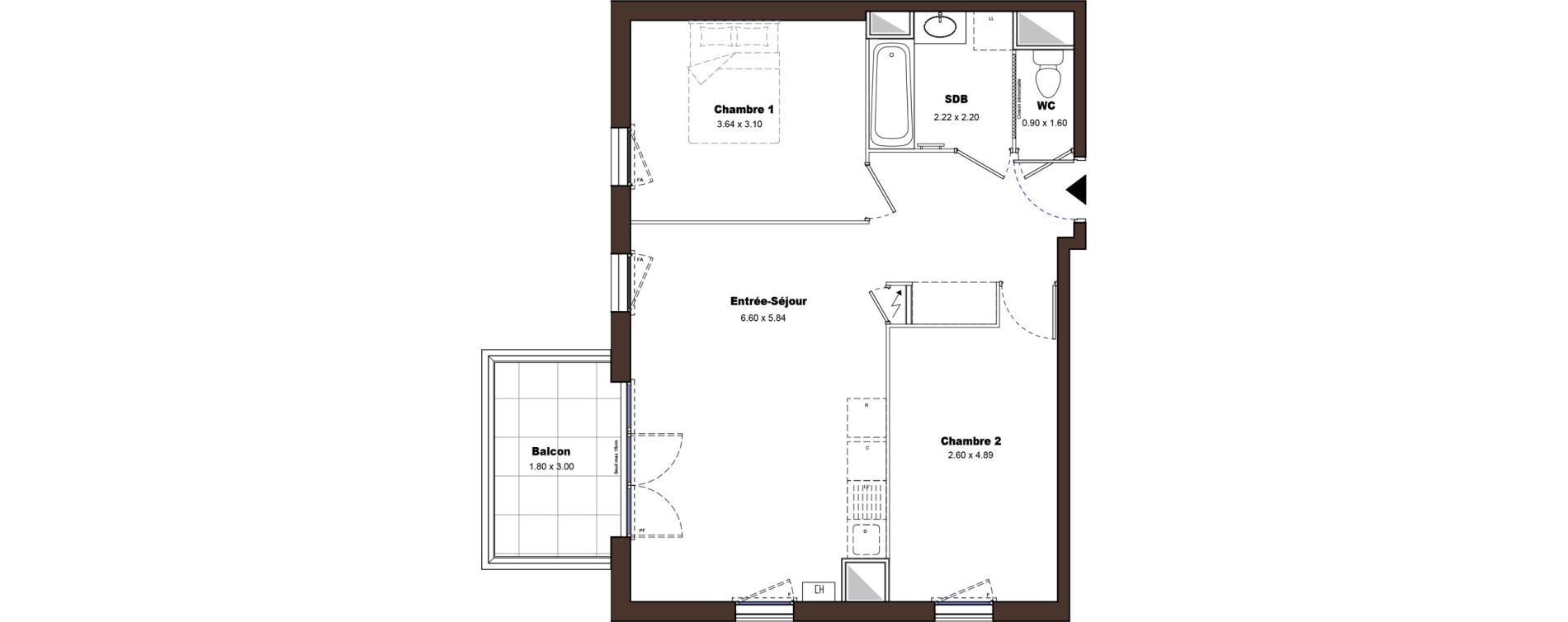 Appartement T3 de 58,12 m2 &agrave; Bourg-En-Bresse Citadelle - gare