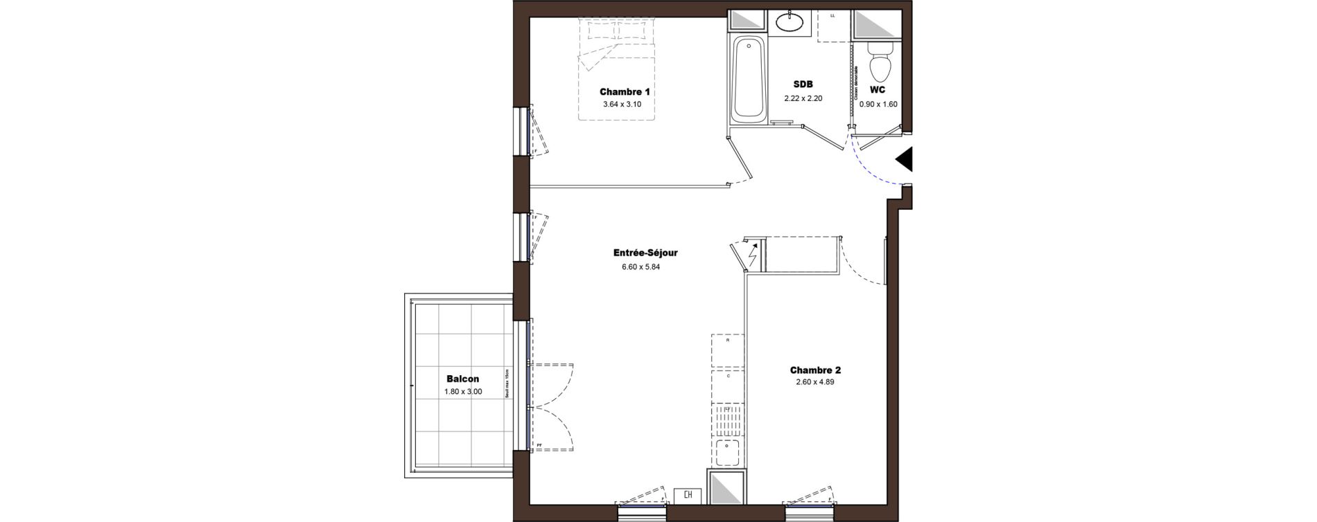 Appartement T3 de 58,00 m2 &agrave; Bourg-En-Bresse Citadelle - gare
