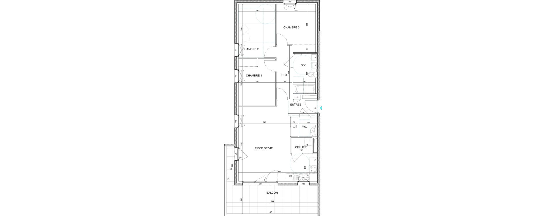 Appartement T4 de 77,00 m2 &agrave; Bourg-En-Bresse Citadelle - gare