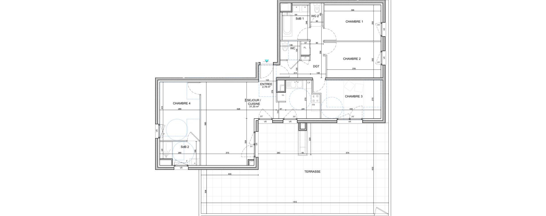 Appartement T5 de 95,96 m2 &agrave; Bourg-En-Bresse Citadelle - gare