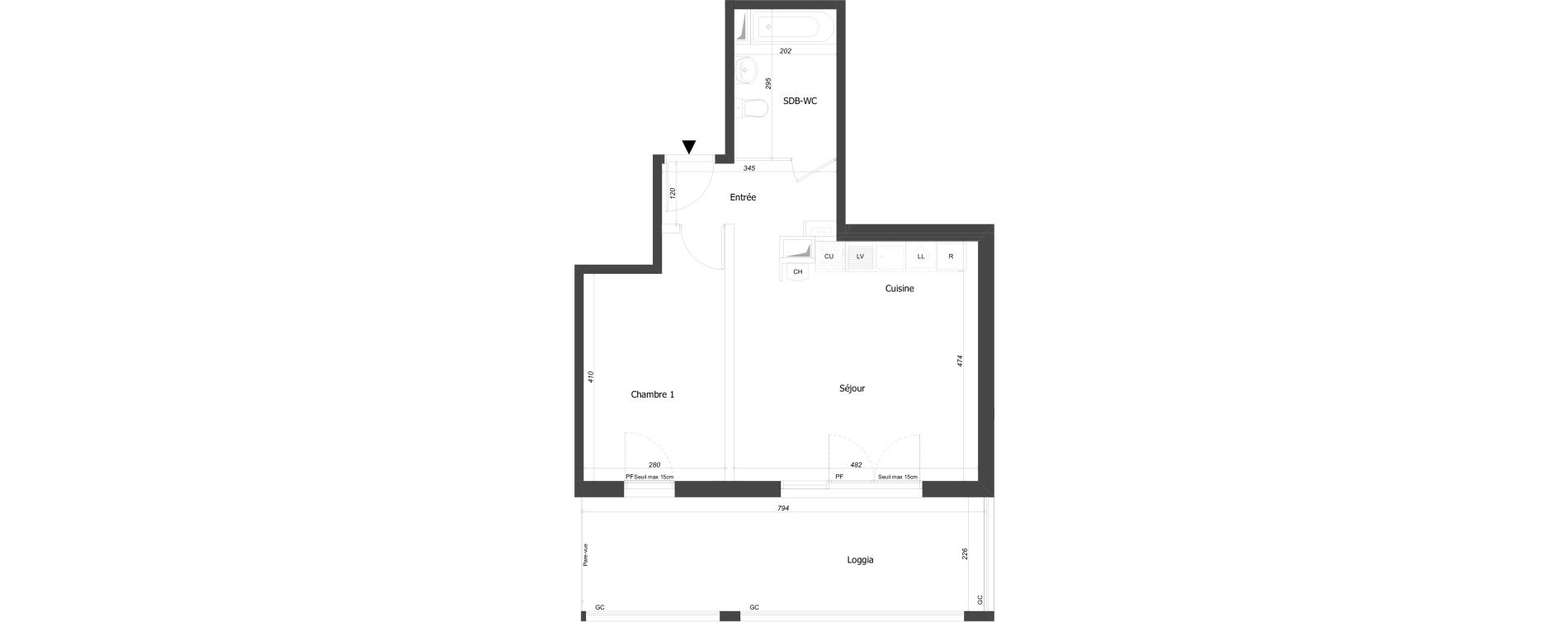 Appartement T2 de 45,48 m2 &agrave; Bourg-En-Bresse Croix blanche - sardi&egrave;res - baudi&egrave;res