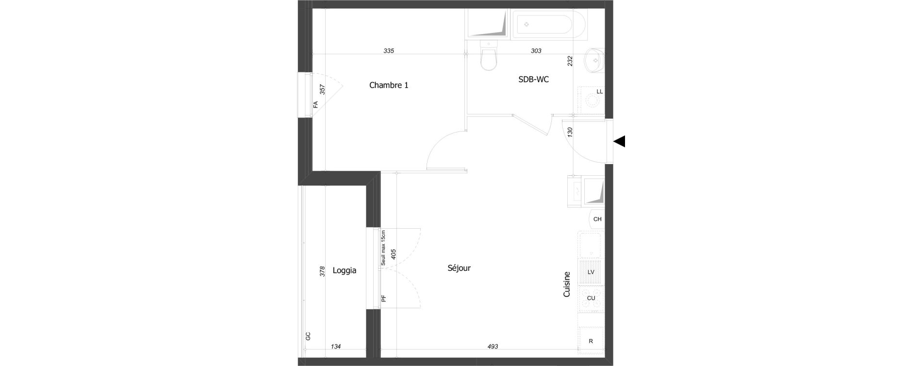 Appartement T2 de 41,51 m2 &agrave; Bourg-En-Bresse Croix blanche - sardi&egrave;res - baudi&egrave;res