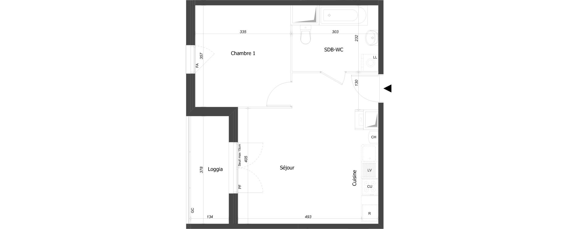 Appartement T2 de 41,51 m2 &agrave; Bourg-En-Bresse Croix blanche - sardi&egrave;res - baudi&egrave;res