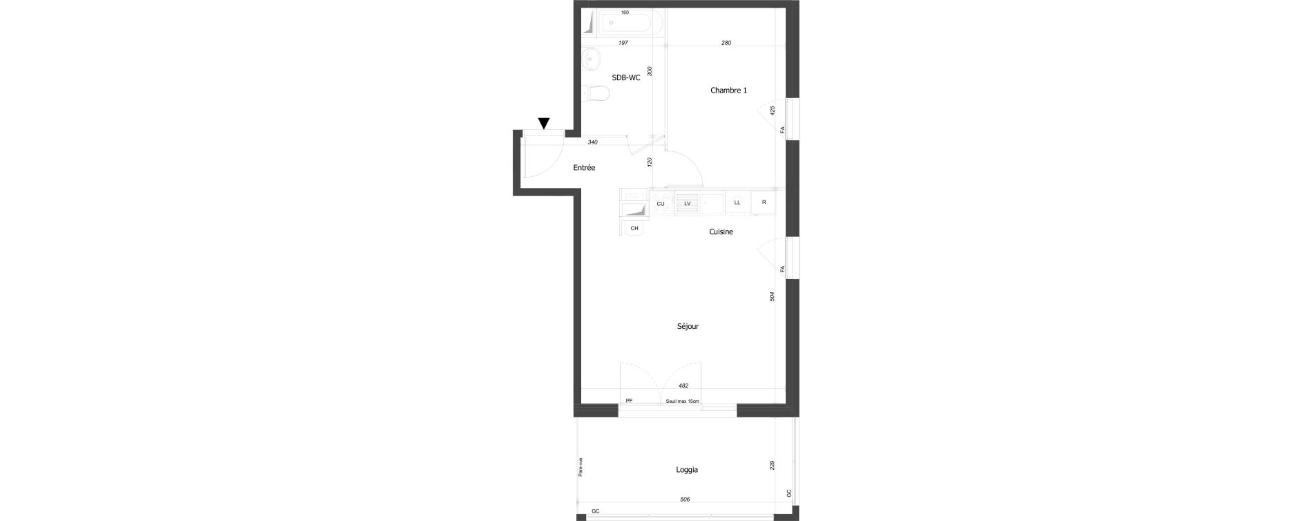 Appartement T2 de 45,45 m2 &agrave; Bourg-En-Bresse Croix blanche - sardi&egrave;res - baudi&egrave;res