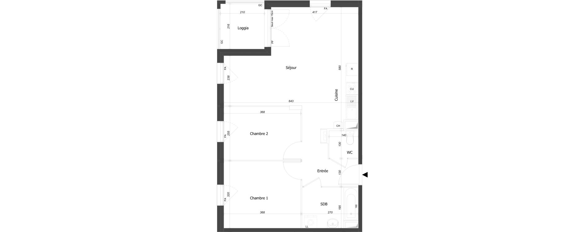 Appartement T3 de 60,65 m2 &agrave; Bourg-En-Bresse Croix blanche - sardi&egrave;res - baudi&egrave;res