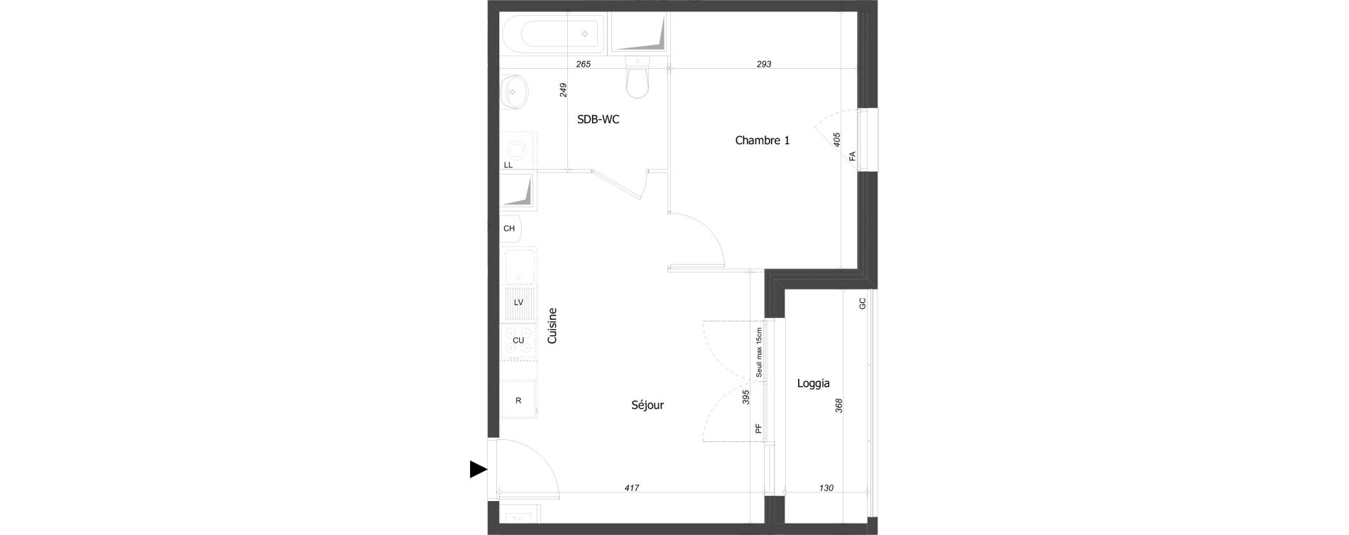 Appartement T2 de 37,84 m2 &agrave; Bourg-En-Bresse Croix blanche - sardi&egrave;res - baudi&egrave;res