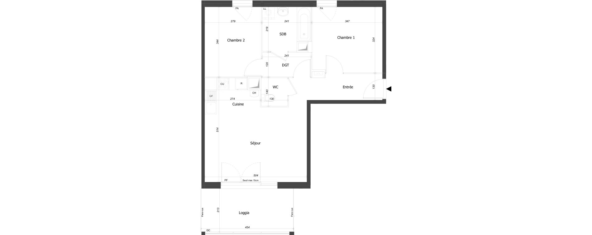 Appartement T3 de 58,54 m2 &agrave; Bourg-En-Bresse Croix blanche - sardi&egrave;res - baudi&egrave;res