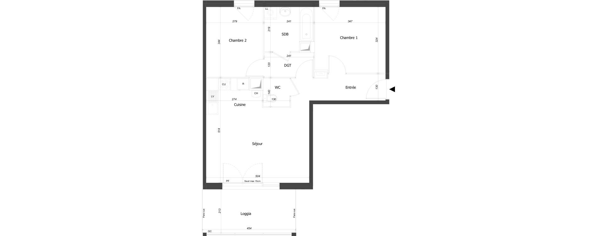 Appartement T3 de 58,54 m2 &agrave; Bourg-En-Bresse Croix blanche - sardi&egrave;res - baudi&egrave;res