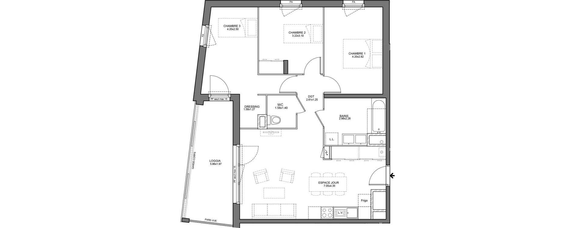 Appartement T4 de 74,28 m2 &agrave; Bourg-En-Bresse Mail