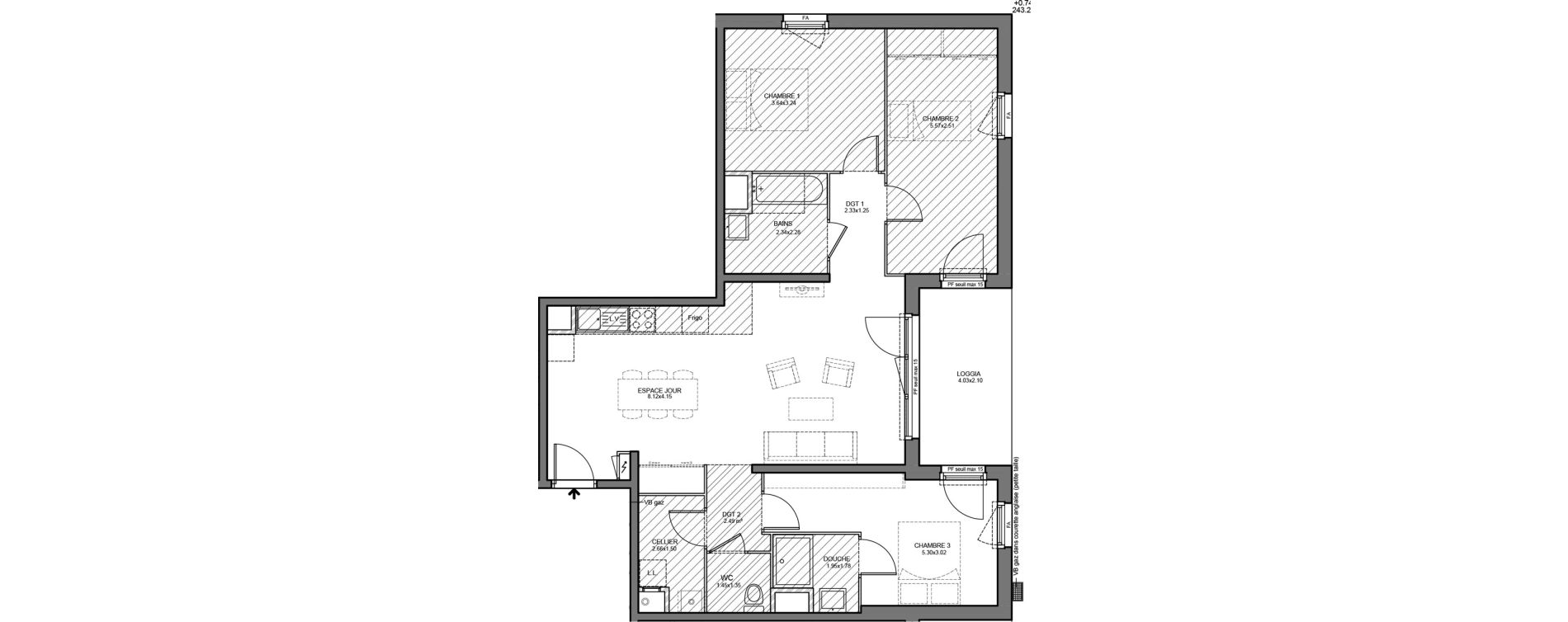 Appartement T4 de 89,14 m2 &agrave; Bourg-En-Bresse Mail