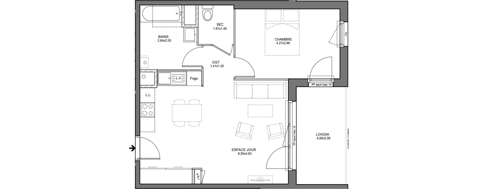 Appartement T2 de 48,00 m2 &agrave; Bourg-En-Bresse Mail