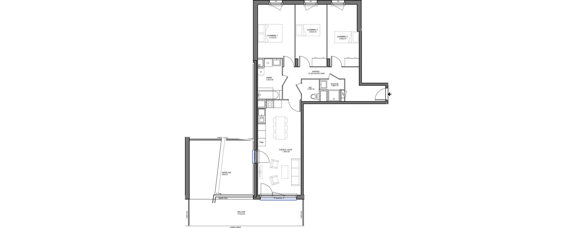 Appartement T4 de 82,40 m2 &agrave; Bourg-En-Bresse Mail