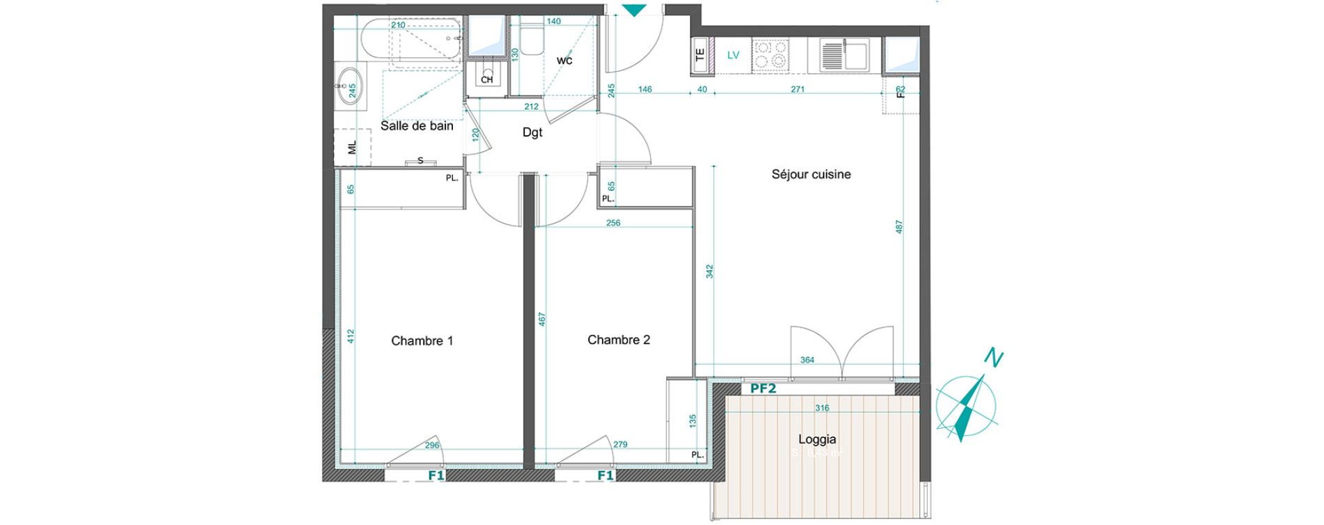 Appartement T3 de 59,51 m2 &agrave; Bourg-En-Bresse Centre