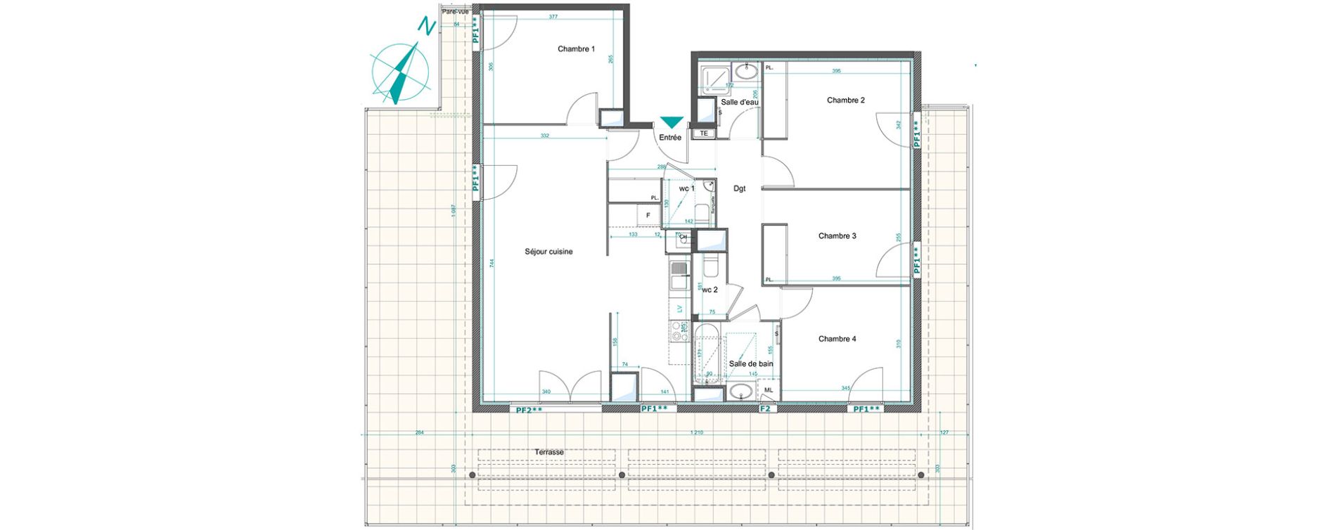 Appartement T5 de 102,24 m2 &agrave; Bourg-En-Bresse Centre