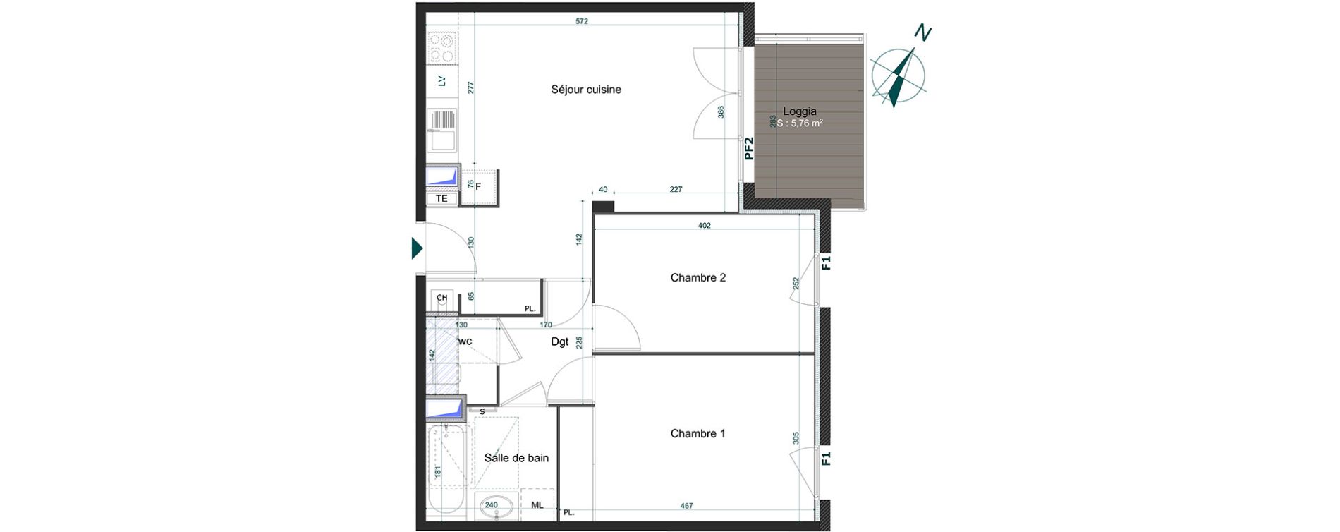 Appartement T3 de 59,16 m2 &agrave; Bourg-En-Bresse Centre
