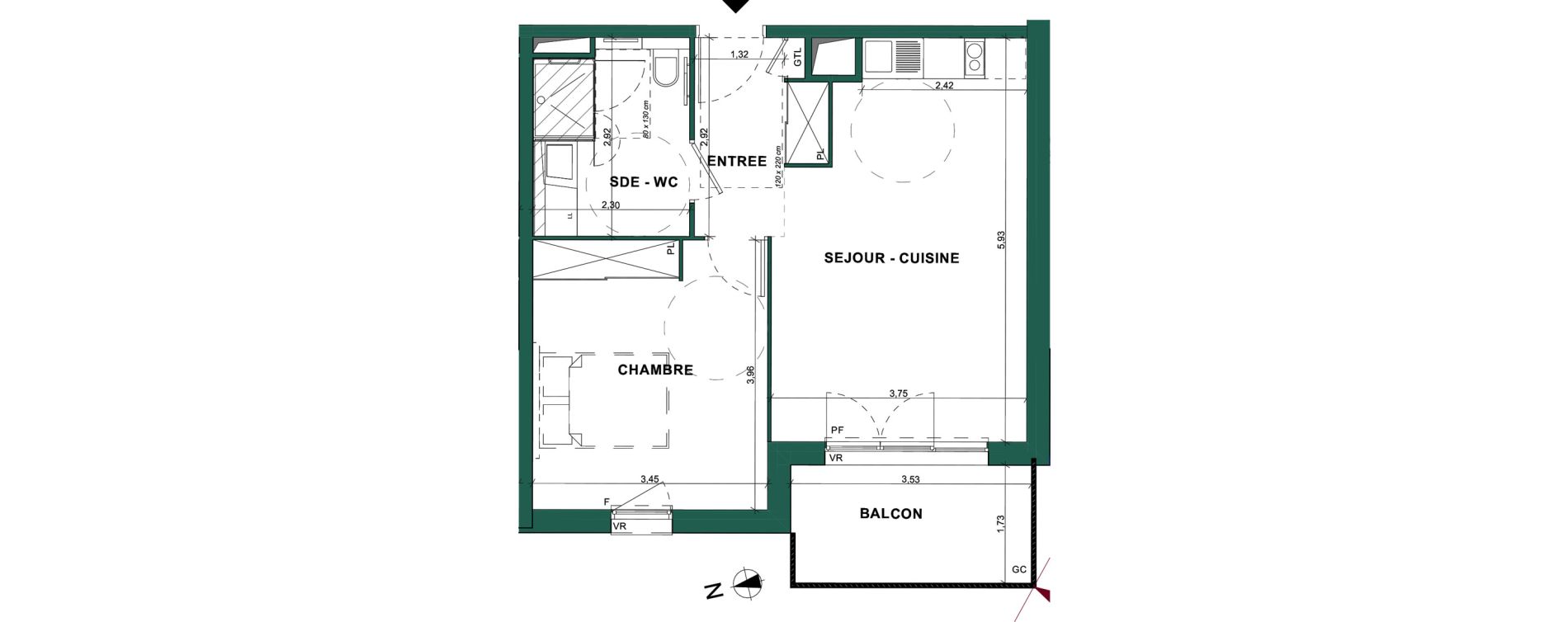 Appartement T2 de 44,77 m2 &agrave; Bourg-En-Bresse Brou