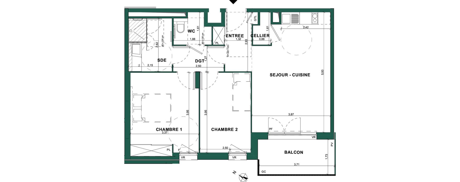 Appartement T3 de 61,43 m2 &agrave; Bourg-En-Bresse Brou
