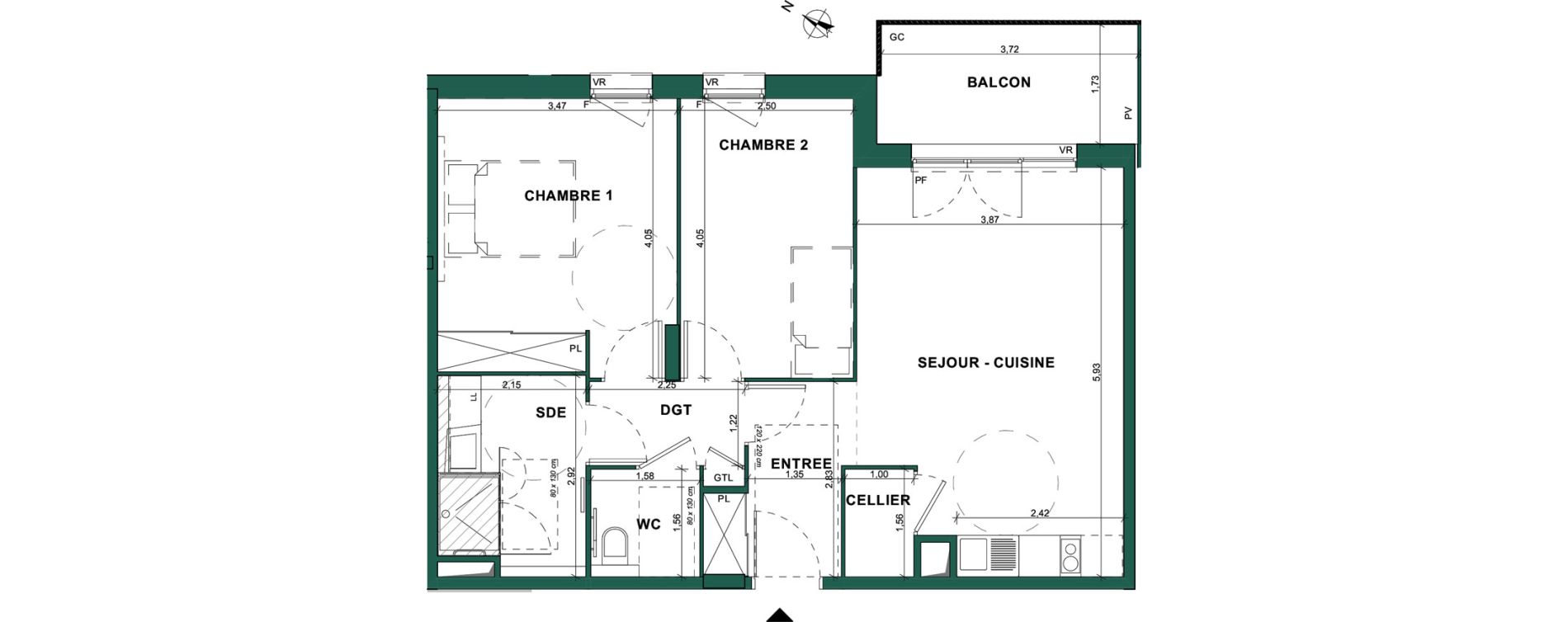 Appartement T3 de 62,70 m2 &agrave; Bourg-En-Bresse Brou