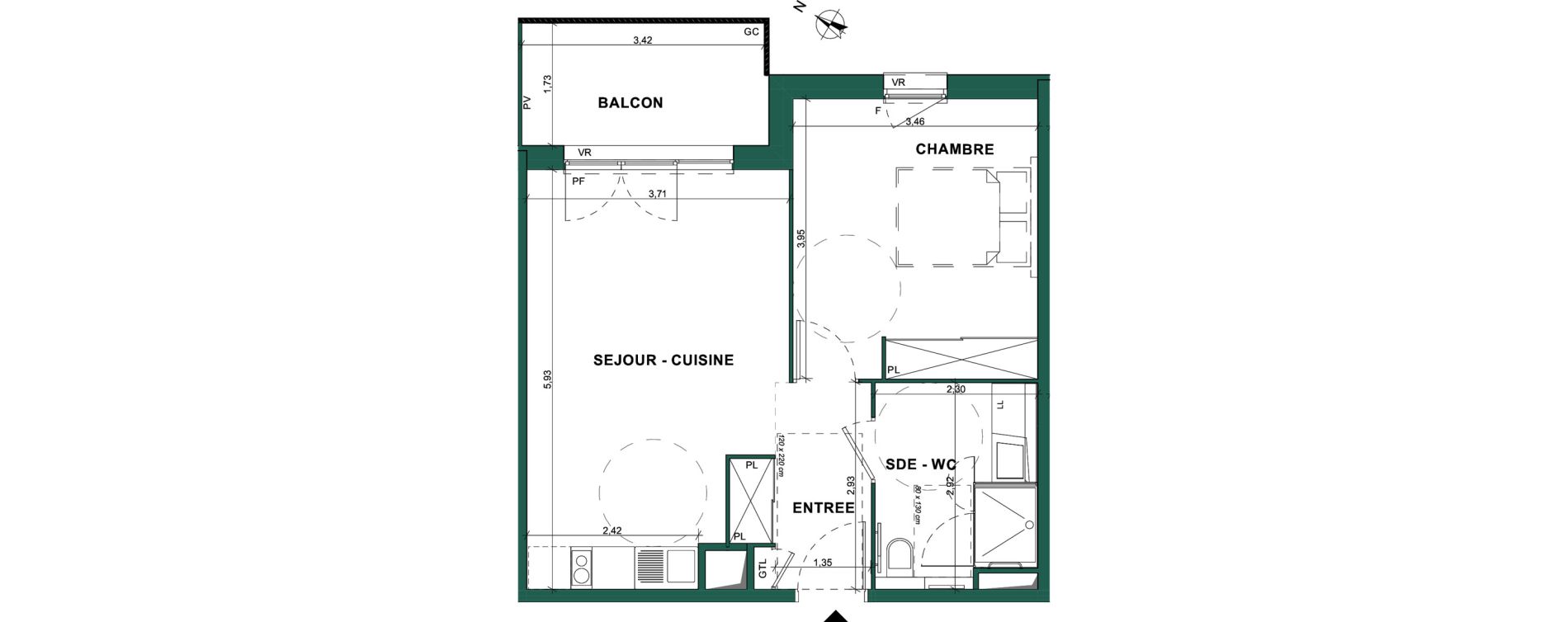 Appartement T2 de 44,72 m2 &agrave; Bourg-En-Bresse Brou