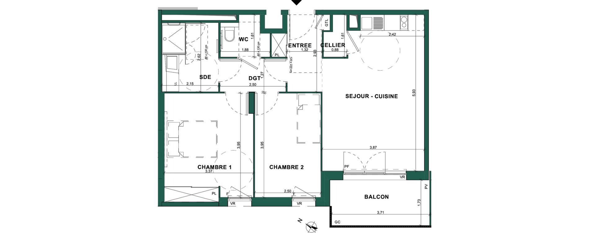 Appartement T3 de 61,43 m2 &agrave; Bourg-En-Bresse Brou