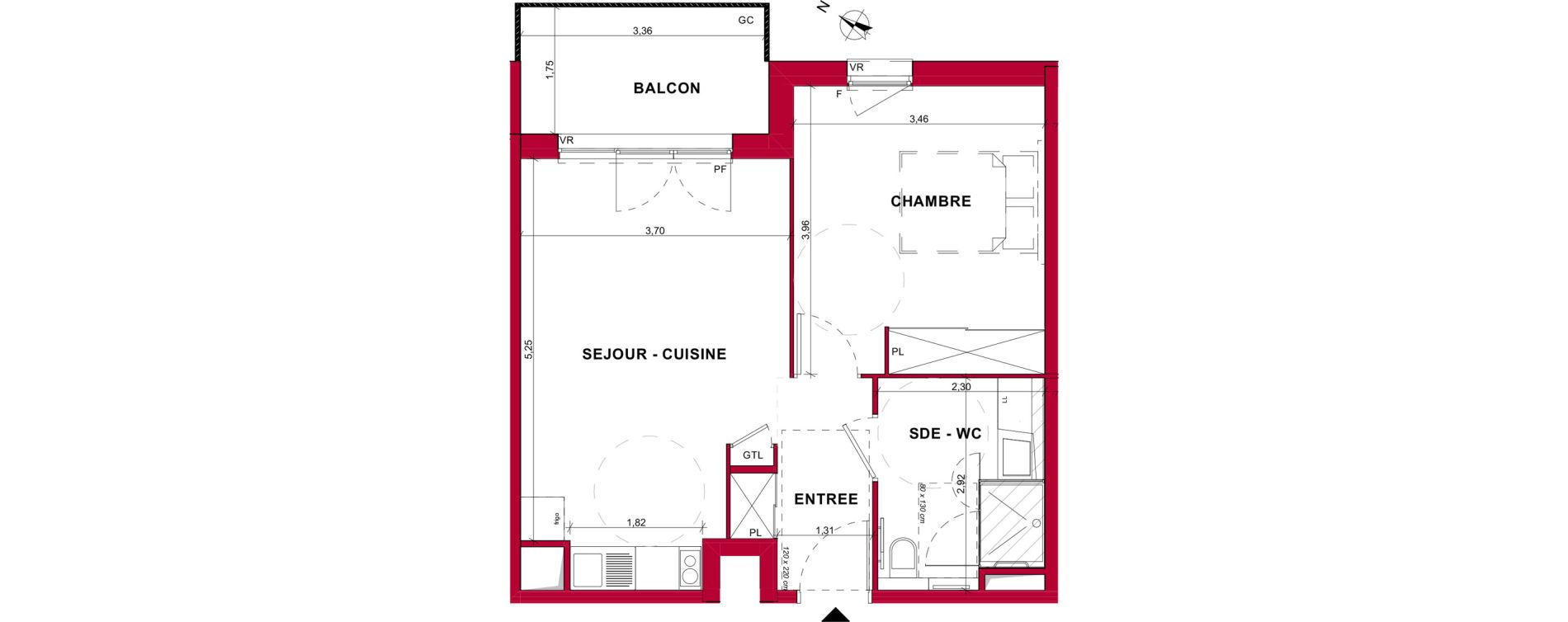 Appartement T2 de 43,87 m2 &agrave; Bourg-En-Bresse Brou