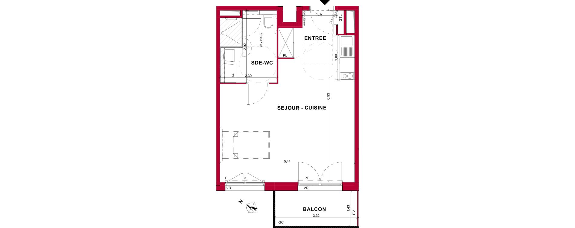 Appartement T1 de 35,72 m2 &agrave; Bourg-En-Bresse Brou