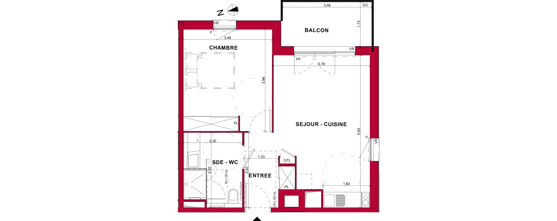 Appartement T2 de 44,11 m2 &agrave; Bourg-En-Bresse Brou