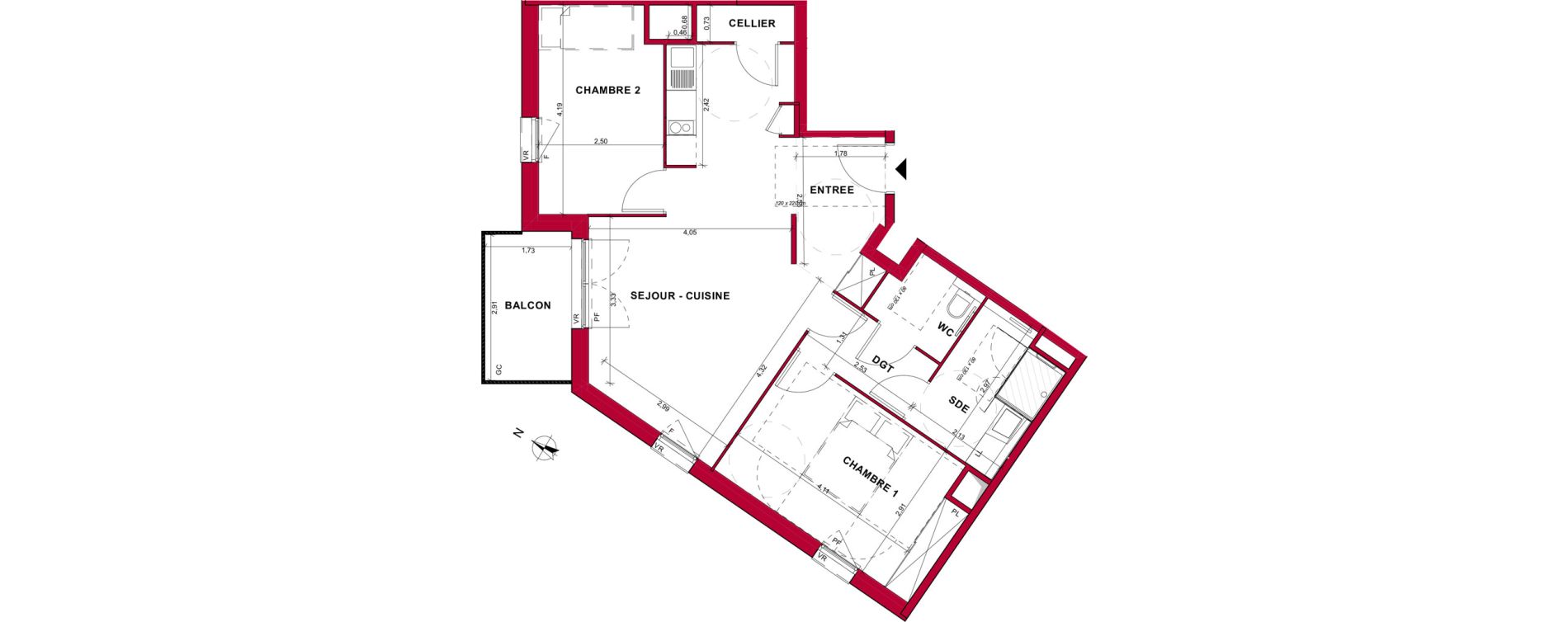 Appartement T3 de 67,89 m2 &agrave; Bourg-En-Bresse Brou