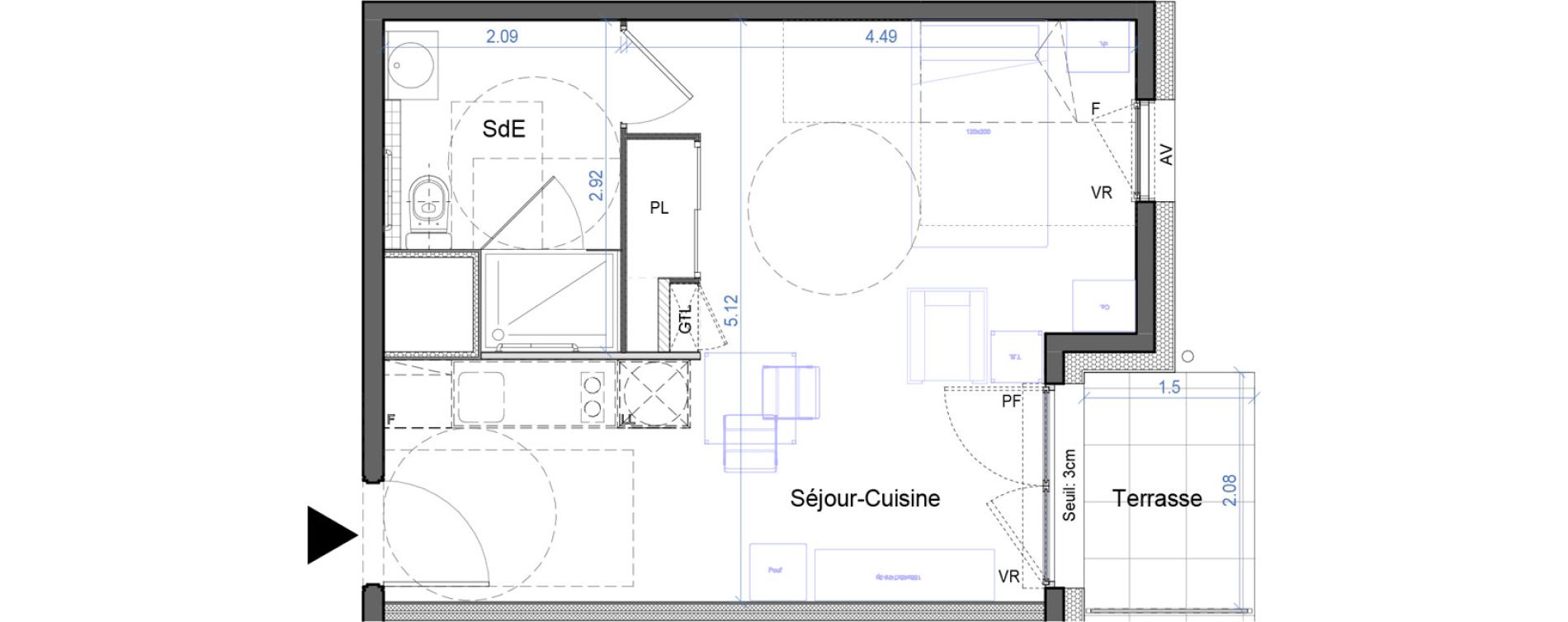 Appartement T1 de 30,49 m2 &agrave; Bourg-En-Bresse Croix blanche - sardi&egrave;res - baudi&egrave;res