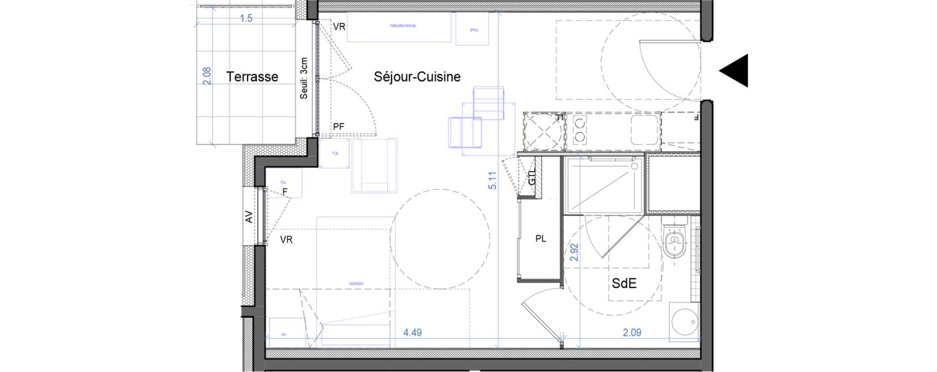 Appartement T1 de 30,43 m2 &agrave; Bourg-En-Bresse Croix blanche - sardi&egrave;res - baudi&egrave;res