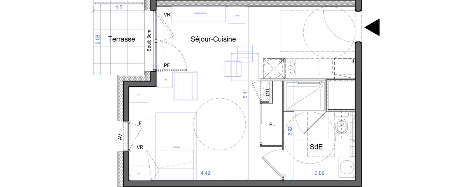 Appartement T1 de 30,61 m2 &agrave; Bourg-En-Bresse Croix blanche - sardi&egrave;res - baudi&egrave;res