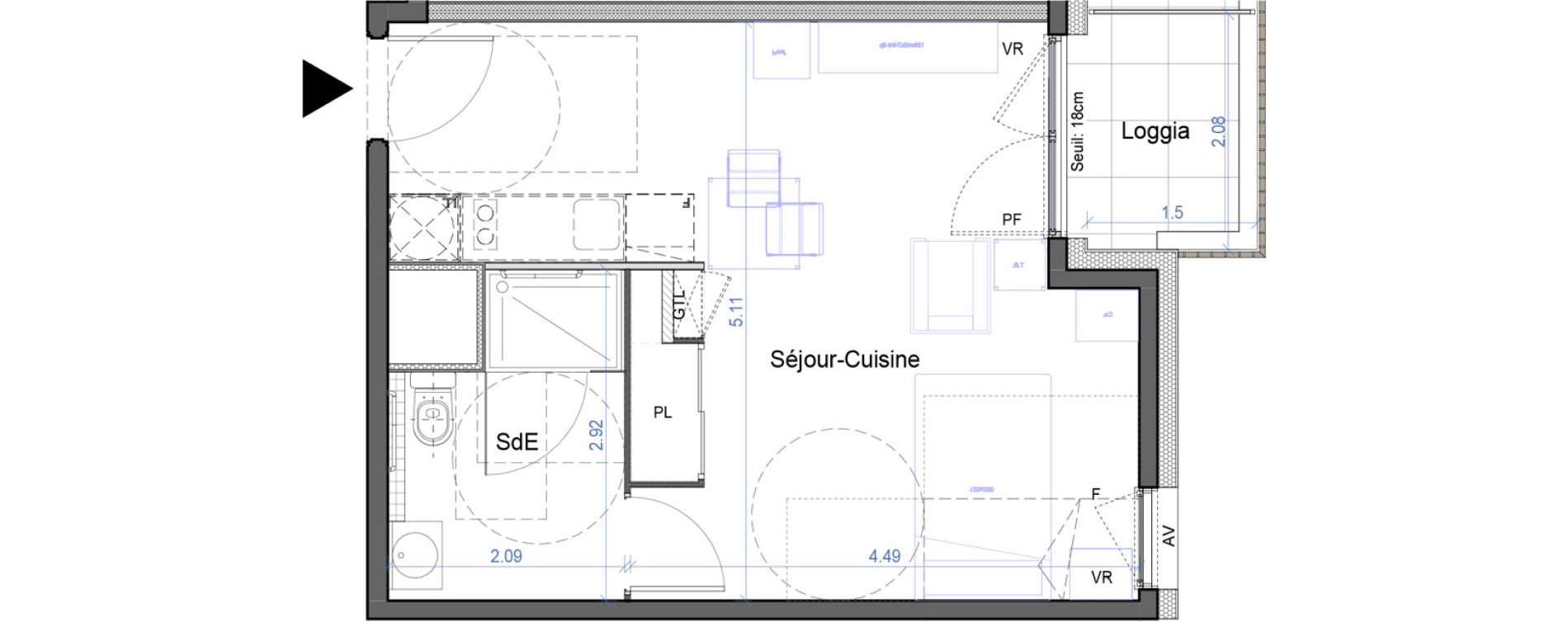 Appartement T1 de 30,43 m2 &agrave; Bourg-En-Bresse Croix blanche - sardi&egrave;res - baudi&egrave;res