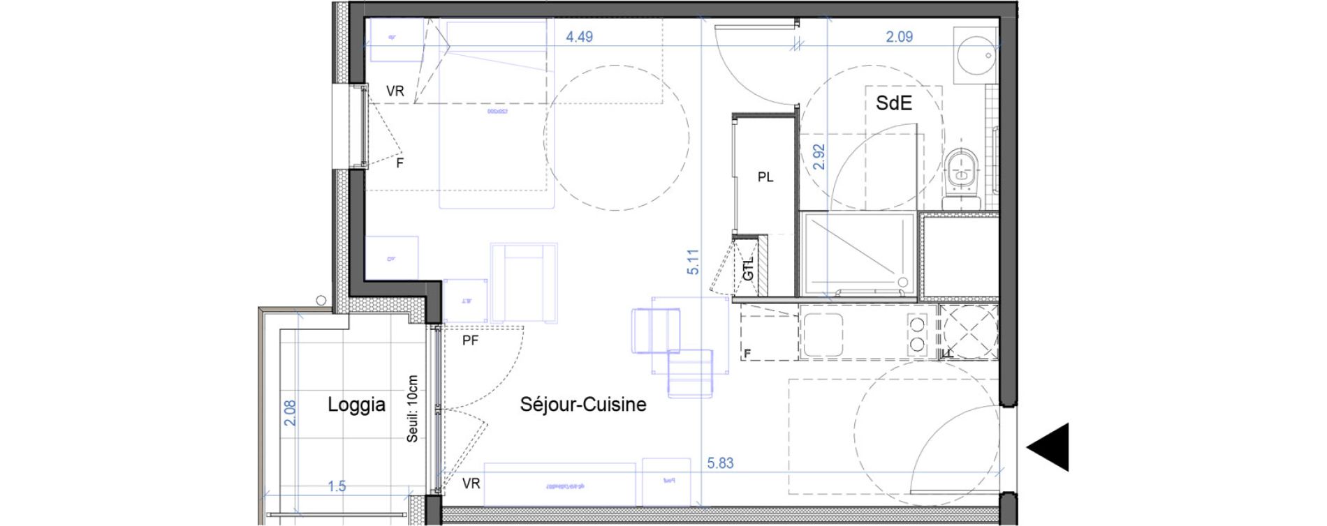 Appartement T1 de 30,43 m2 &agrave; Bourg-En-Bresse Croix blanche - sardi&egrave;res - baudi&egrave;res