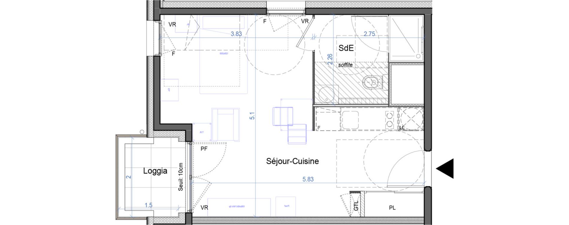 Appartement T1 de 29,35 m2 &agrave; Bourg-En-Bresse Croix blanche - sardi&egrave;res - baudi&egrave;res