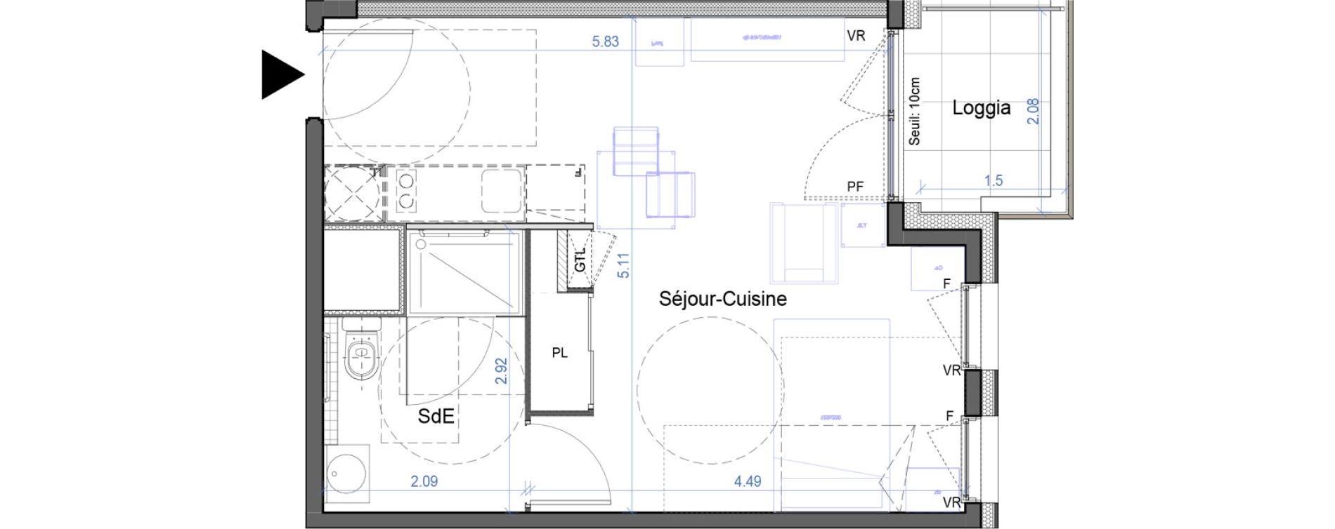 Appartement T1 de 30,43 m2 &agrave; Bourg-En-Bresse Croix blanche - sardi&egrave;res - baudi&egrave;res