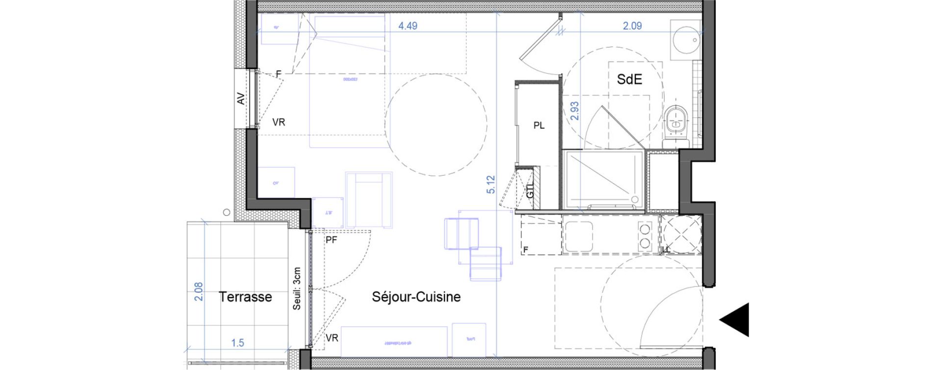 Appartement T1 de 30,50 m2 &agrave; Bourg-En-Bresse Croix blanche - sardi&egrave;res - baudi&egrave;res