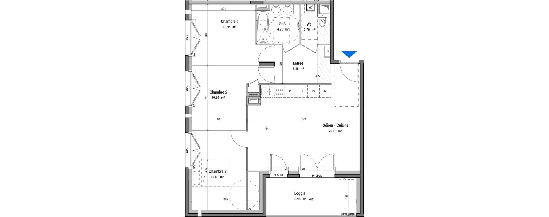 Appartement T4 de 72,85 m2 &agrave; Bourg-En-Bresse Pont des ch&egrave;vres