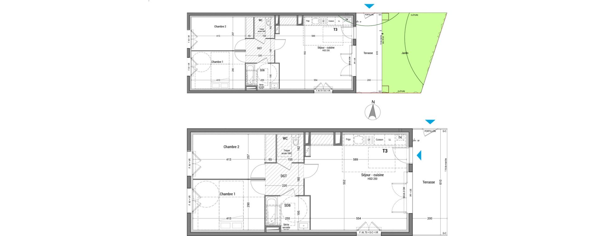 Duplex T3 de 65,90 m2 &agrave; Bourg-En-Bresse Granges bardes-alagnier