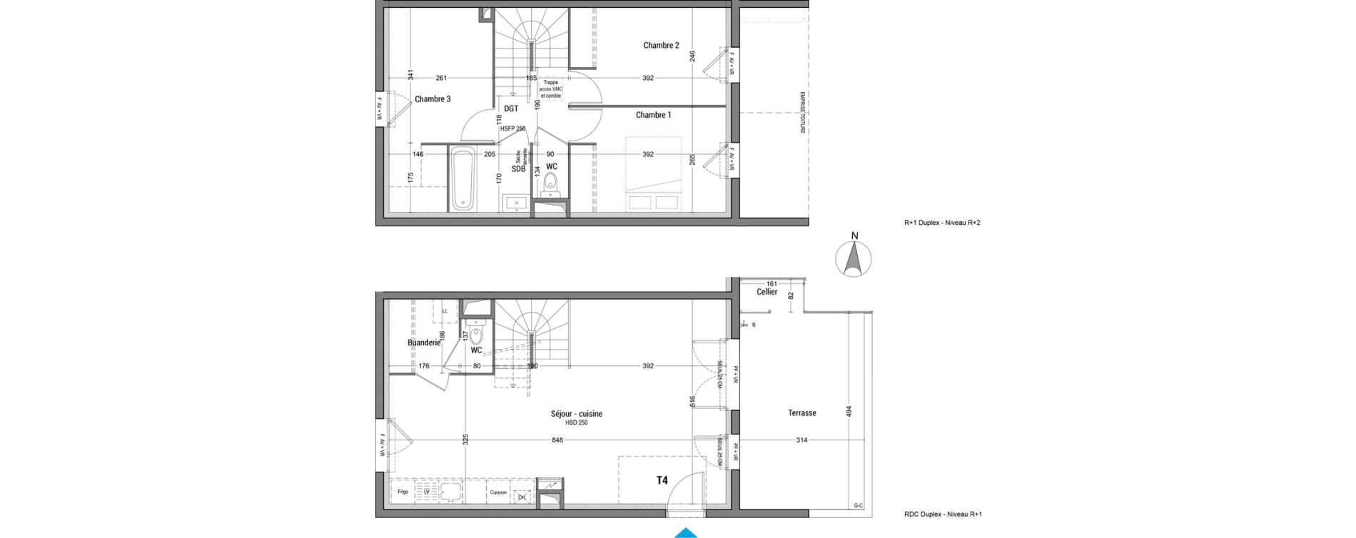 Duplex T4 de 78,50 m2 &agrave; Bourg-En-Bresse Granges bardes-alagnier