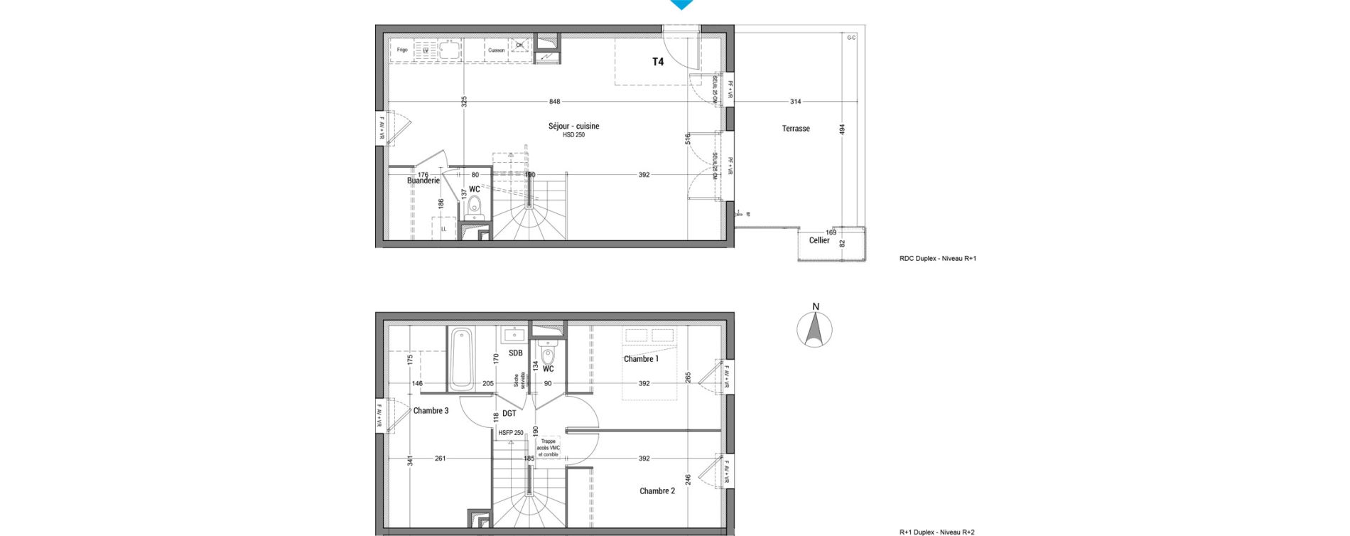 Duplex T4 de 78,35 m2 &agrave; Bourg-En-Bresse Granges bardes-alagnier