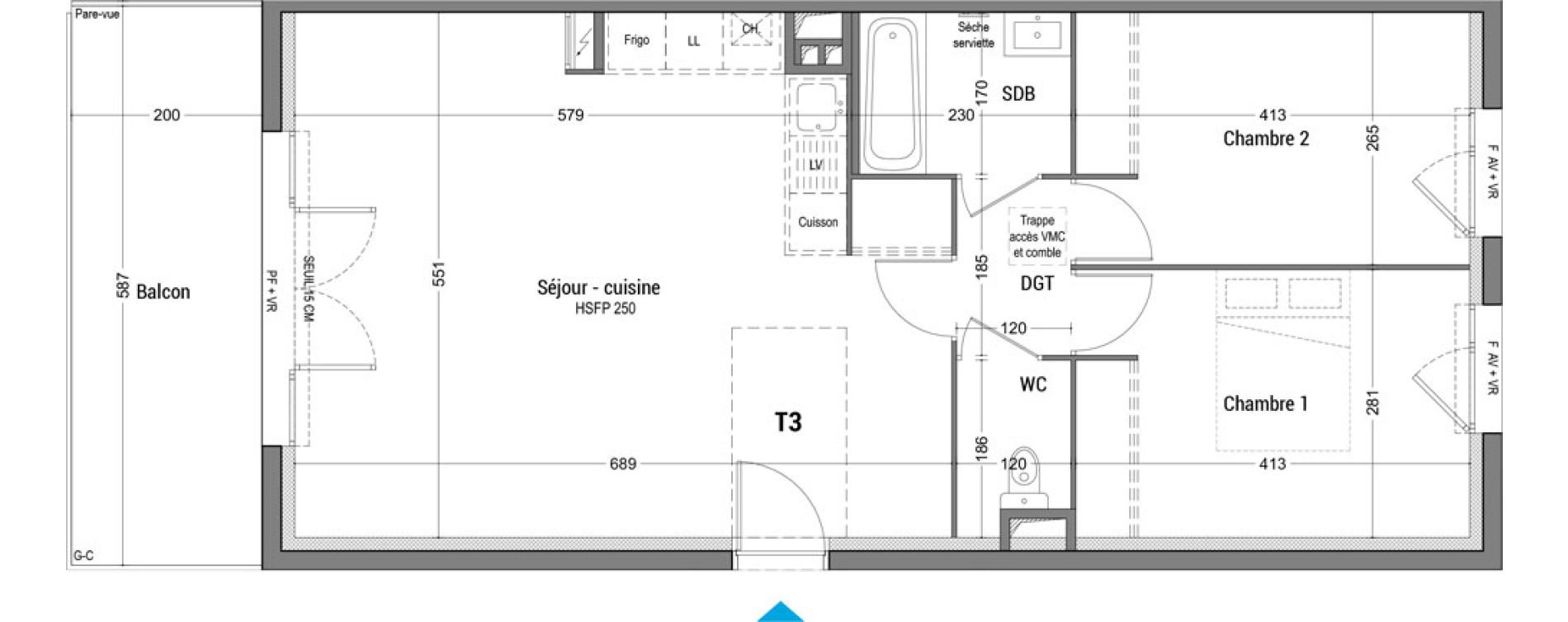 Appartement T3 de 65,70 m2 &agrave; Bourg-En-Bresse Granges bardes-alagnier