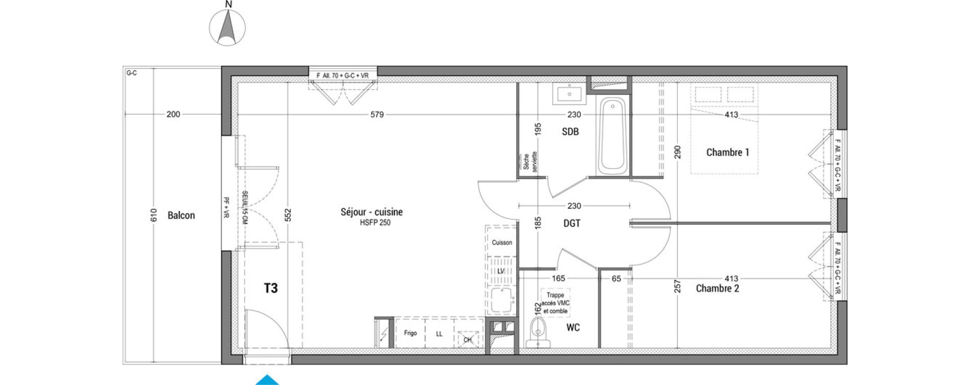 Appartement T3 de 65,95 m2 &agrave; Bourg-En-Bresse Granges bardes-alagnier