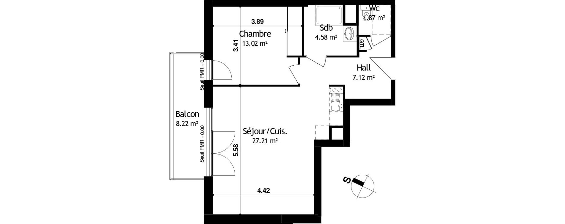 Appartement T2 de 53,80 m2 &agrave; Cessy Centre
