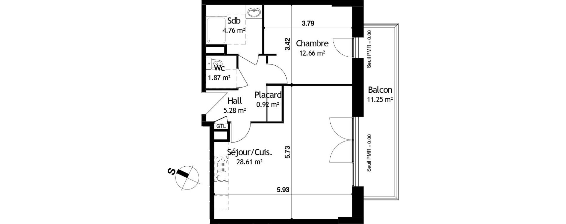Appartement T2 de 54,10 m2 &agrave; Cessy Centre