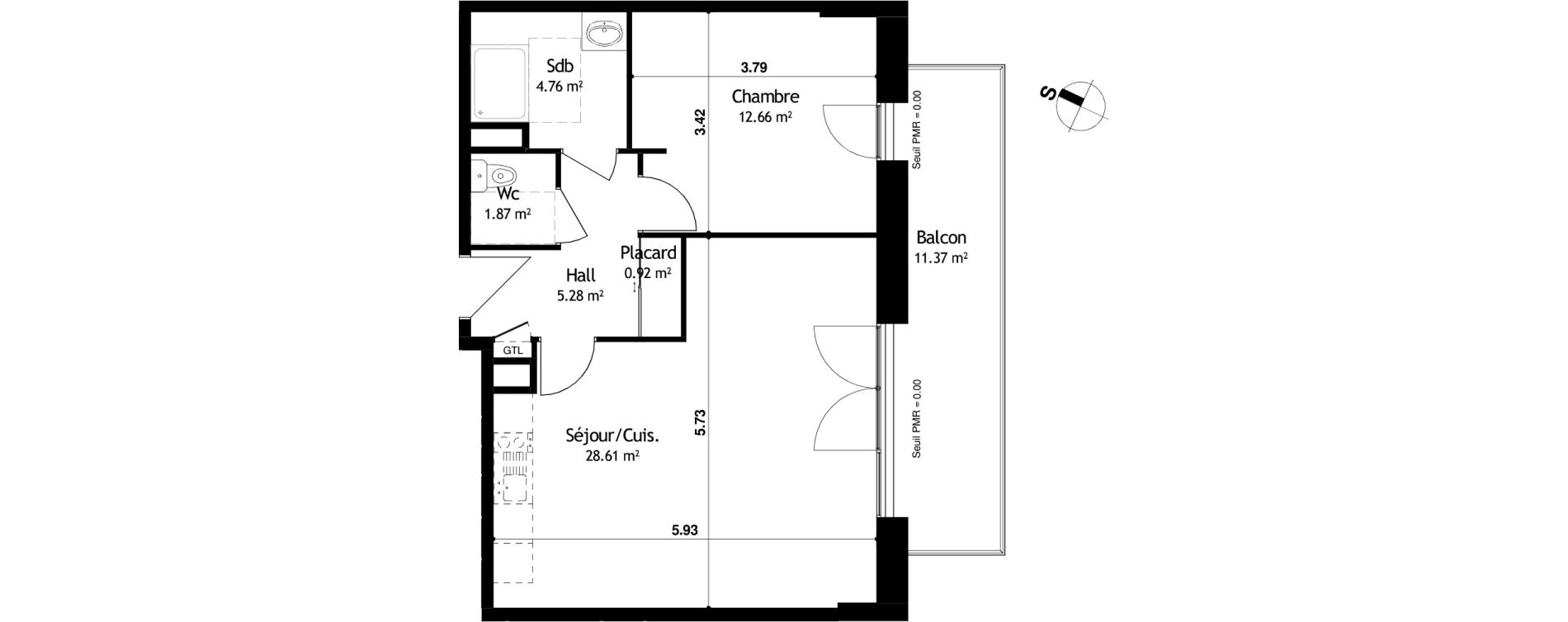 Appartement T2 de 54,10 m2 &agrave; Cessy Centre