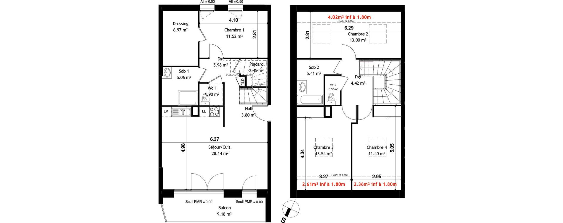 Duplex T5 de 115,21 m2 &agrave; Cessy Centre