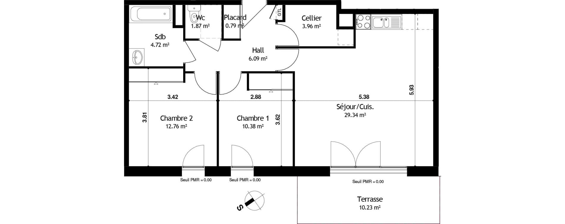 Appartement T3 de 69,91 m2 &agrave; Cessy Centre