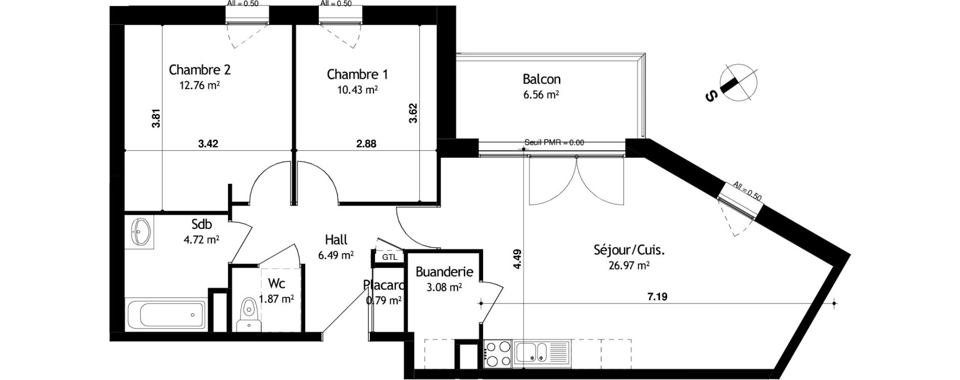 Appartement T3 de 67,11 m2 &agrave; Cessy Centre