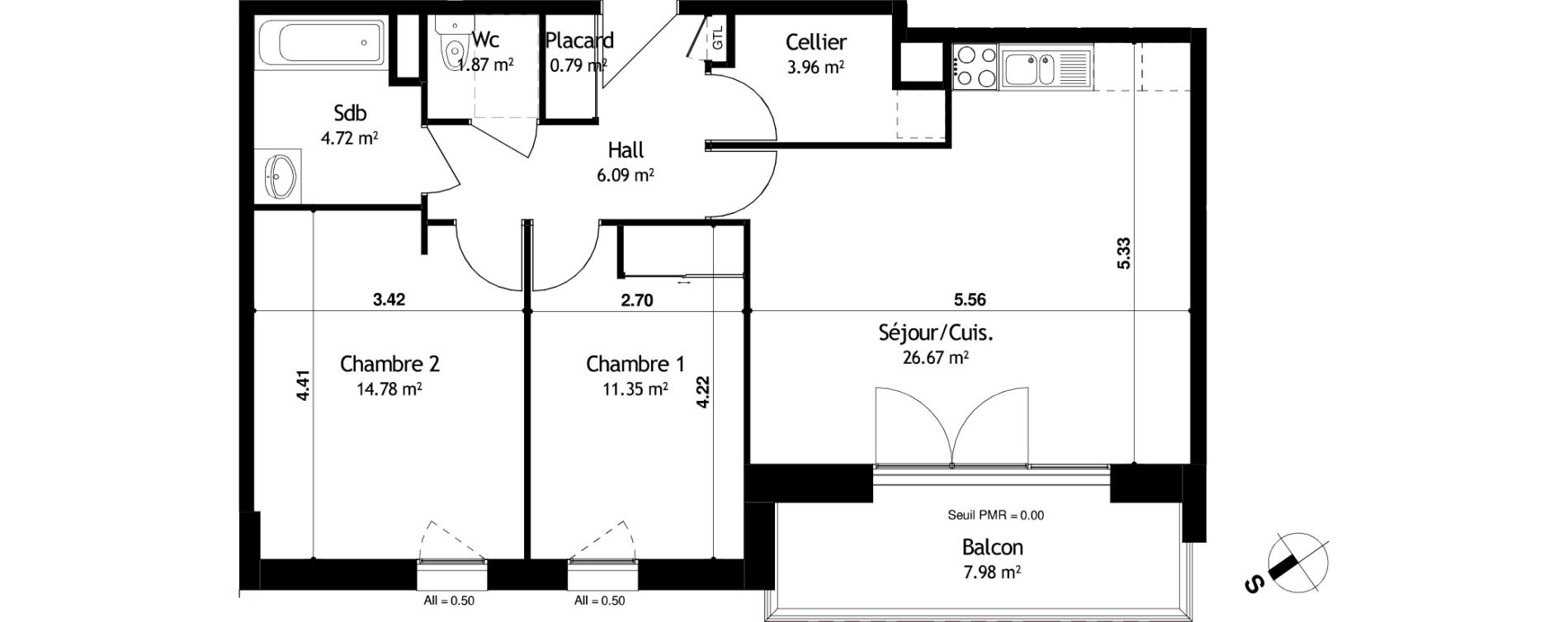 Appartement T3 de 70,23 m2 &agrave; Cessy Centre